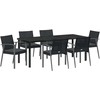 Sodo valgomojo komplektas 7 pcs Juoda ir pilka PE ratanas