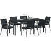 Sodo valgomojo komplektas 7 pcs Juoda ir pilka PE ratanas