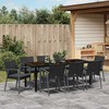 Sodo valgomojo komplektas 9 pcs Juoda ir pilka PE ratanas