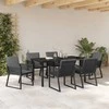 Lauko baldų komplektas Sodo valgomojo komplektas 7 pcs Juoda