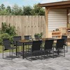 Lauko baldų komplektas Sodo valgomojo komplektas 9 pcs Juoda Textilene ir plienas