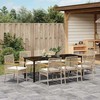 Sodo valgomojo komplektas 9 pcs Bežinė ir juoda Ratanas