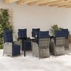 Lauko baldų komplektas Sodo valgomojo komplektas 7 pcs Pilka ir juoda Ratanas