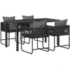 Lauko baldų komplektas Sodo valgomojo komplektas 5 pcs Juoda ir Antracitas