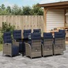 Lauko baldų komplektas Sodo valgomojo komplektas 9 pcs Pilka ir juoda Ratanas