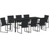 Lauko baldų komplektas Sodo valgomojo komplektas 9 pcs Juoda Textilene ir plienas