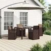 Lauko baldų komplektas Sodo valgomojo komplektas su pagalve 5 pcs Ruda ir taupe PP