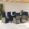 Lauko baldų komplektas Sodo valgomojo komplektas 7 pcs Pilka ir juoda Ratanas