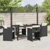 Lauko baldų komplektas Sodo valgomojo komplektas 5 pcs Juoda poliratanas