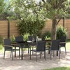 Sodo valgomojo komplektas 7 pcs Juoda Miltelinis plienas