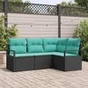 Lauko baldų komplektas Sofos komplektas 4 pcs Juoda poliratanas