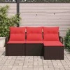 Lauko baldų komplektas Sofos komplektas 4 pcs Ruda poliratanas