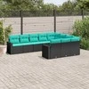 Sofa Sofos komplektas su pagalvėlėmis, 10 dalių, juodas, poliratanas