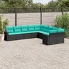 Sofa Sofos komplektas su pagalvėlėmis, 10 dalių, juodas, poliratanas