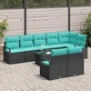 Lauko baldų komplektas Sofos komplektas 9 pcs Juoda poliratanas