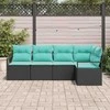 Lauko baldų komplektas Sofos komplektas 5 pcs Juoda poliratanas