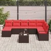 Lauko baldų komplektas Sofos komplektas su pagalve 9 pcs Ruda poliratanas