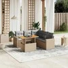 Lauko baldų komplektas Sofos komplektas su pagalvėlėmis, 6 dalių, smėlio, poliratanas