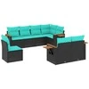 Sofa Sofos komplektas su pagalvėlėmis, 8 dalių, juodas, poliratanas