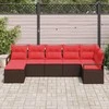 Lauko baldų komplektas Sofos komplektas su pagalve 7 pcs Ruda poliratanas