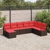 Lauko baldų komplektas Sofos komplektas su pagalve 8 pcs Ruda poliratanas