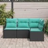 Lauko baldų komplektas Sofos komplektas 4 pcs Juoda poliratanas