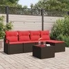 Lauko baldų komplektas Sofos komplektas su pagalve 6 pcs Ruda poliratanas