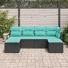 Lauko baldų komplektas Sofos komplektas 6 pcs Juoda poliratanas
