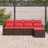 Lauko baldų komplektas Sofos komplektas su pagalve 5 pcs Ruda poliratanas
