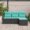 Lauko baldų komplektas Sofos komplektas su pagalve 4 pcs Juoda poliratanas