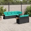 Sofa Sofos komplektas su pagalvėlėmis, 7 dalių, juodas, poliratanas