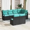 Lauko baldų komplektas Sofos komplektas 7 pcs Juoda poliratanas