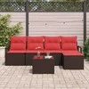Lauko baldų komplektas Sofos komplektas su pagalve 6 pcs Ruda poliratanas