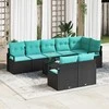 Lauko baldų komplektas Sofos komplektas 9 pcs Juoda poliratanas