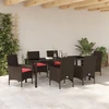 Lauko baldų komplektas Stalo ir kėdžių komplektas su pagalve 7 pcs Ruda PE ratanas