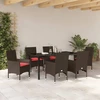 Lauko baldų komplektas Stalo ir kėdžių komplektas su pagalve 7 pcs Ruda PE ratanas