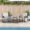 Lauko baldų komplektas su pagalve 3 pcs Juoda ir Balta