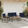 Lauko baldų komplektas su pagalve 4 pcs Tamsiai mėlyna