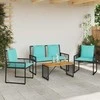 Lauko baldų komplektas su pagalve 4 pcs Juoda ir turkio
