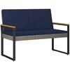 Lauko baldų komplektas su pagalve 4 pcs Pilka ir tamsiai mėlyna