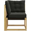 Lauko kampinė sofa Kietas akacijos medis ir tekstilenas Balta