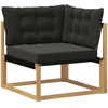 Lauko kampinė sofa Kietos akacijos mediena Balinta ir juoda