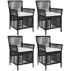 Lauko kėdė su pagalve 4 pcs Juoda ir kreminė poliratanas
