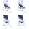 Lauko pagalvė 4 pcs Mėlyna ir balta 120 x 50 x 7 cm Audinys