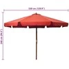 Lauko skėtis nuo saulės su mediniu stulpu, terakota, 330cm