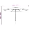 Lauko skėtis nuo saulės su mediniu stulpu, taupe spalvos, 350cm