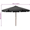 Lauko skėtis nuo saulės su mediniu stulpu, antracito, 330cm