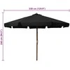 Lauko skėtis nuo saulės su mediniu stulpu, juodas, 330cm