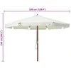 Lauko skėtis nuo saulės su mediniu stulpu, smėlio baltas, 330cm