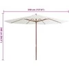 Lauko skėtis su mediniu stulpu, smėlio baltos spalvos, 350cm